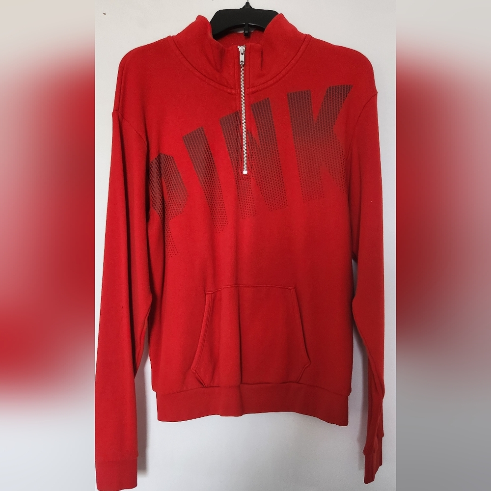 PINK Victoria's Secret Red Half-Zip Pullover Sweatshirt